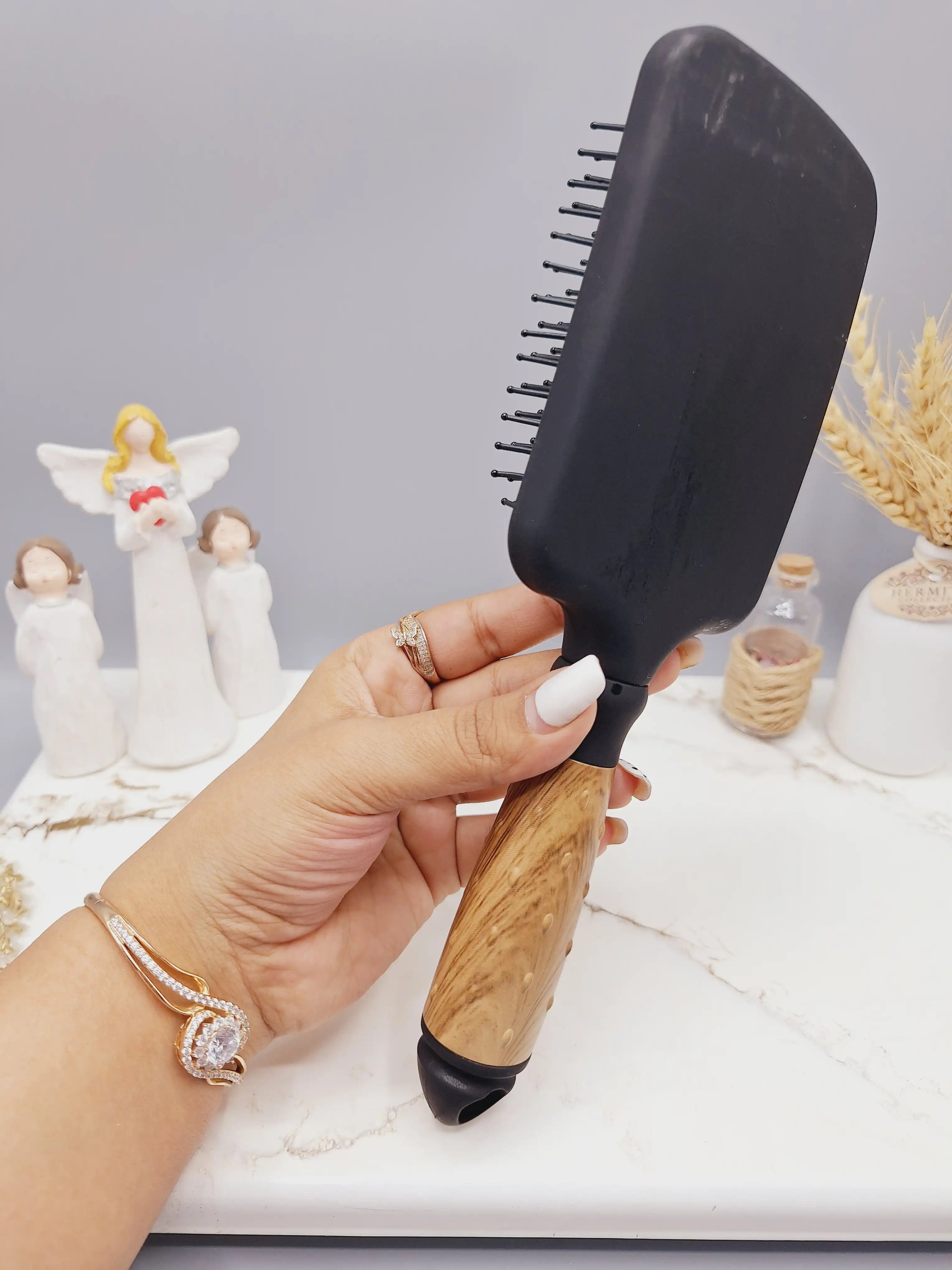 برس مو دسته چوبی تمام مشکی